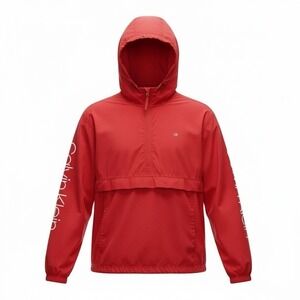 Calvin Klein Men's XL Anorak Windbreaker‎ 1/4 Zip Jacket Red